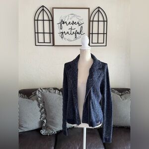 Hollister Y2K Long Sleeve Full Zip Sweater Size L In Blue Mock Neck Collar